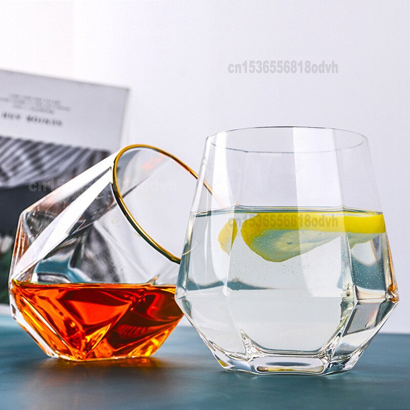 Glas Whiskey Glas nordisch eins Sechs-seitige transparent Glas Kristall Milch Glas Saft Trinken Kreative Anpassung
