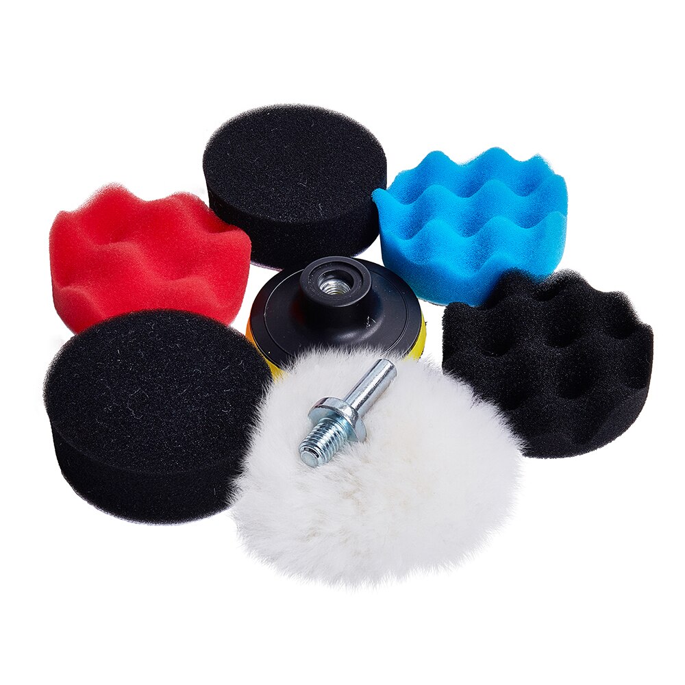 7 stücke 3 'Auto Polieren Pad einstellen Auto Polieren Schwamm Polieren Puffer wachsen Polieren Pad Bohrer einstellen Bausatz