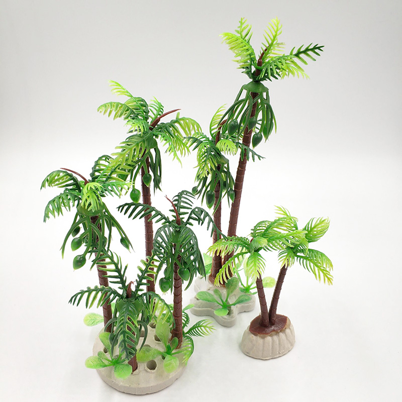 1 stücke Aquarium Anlage Künstliche Tropische Kokosnuss Dekorative Aquarium Grün Baum Zubehör Ornament