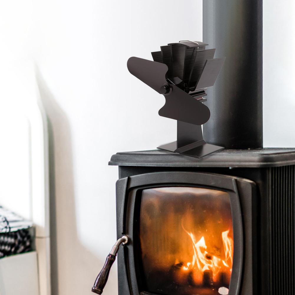 2-klinge Thermische Energie Fan Holz Herde Fan Wärme Versorgt Kamin Gebläse Aluminium Kamin Fan für innen haus