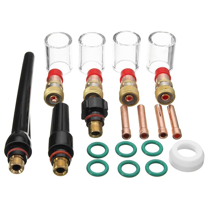 23 Teile/satz Perücke-schweißen Bausatz Taschenlampe Gas Objektiv 10 Pyrex Tasse Bausatz für Tig WP-17/18/26 Taschenlampe Schweißen Zubehör