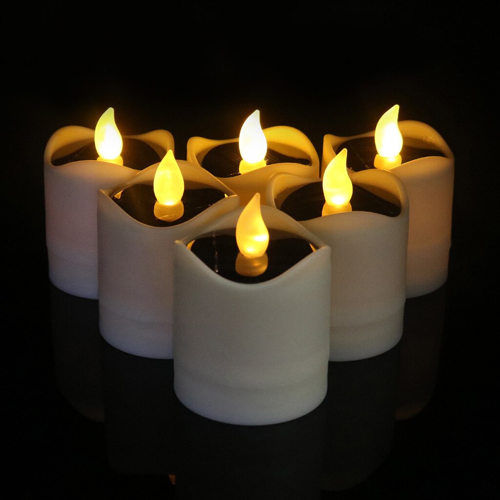Solar- angetrieben Flammenlose LED Kerze Tee Licht Kerze für Hochzeit Denkmal Bar Startseite DIY Dekor Energiesparende