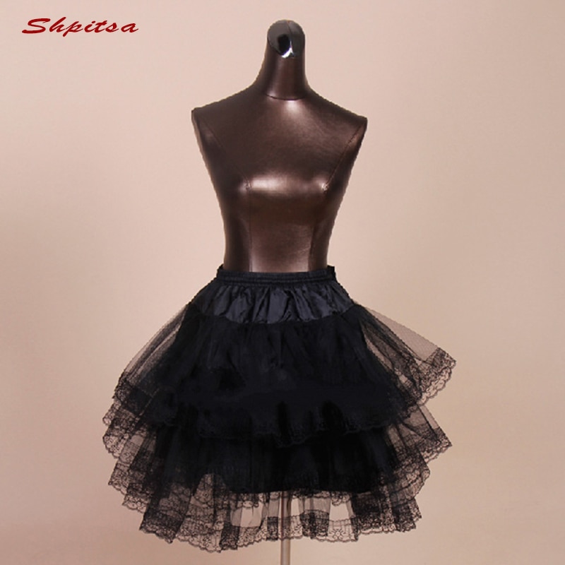 Schwarz oder Weiß Spitze Kurze Unterröcke Mädchen Frau Dame lolita Rockabilly Tüll Unterrock Krinoline Pettycoat