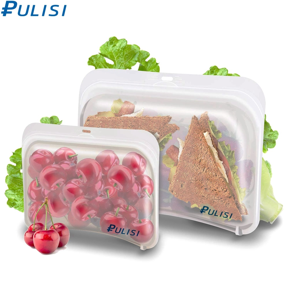 2 packung wiederverwendbar Silikon Lebensmittel Taschen Gefrierschrank Taschen Sandwiches Snacks Lebensmittel Lagerung Taschen für Lebensmittel Marinieren Fleisch Obst Getreide Dicht