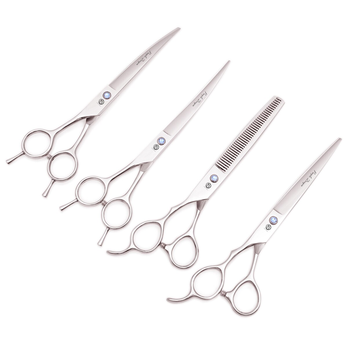 Verknüpfungen Hand 7 "Lila Drachen 440C Hunde Scheren Pflege Schere Gerade Schere Ausdünnung Schere Gebogene Schere Haustiere Scheren Z4006