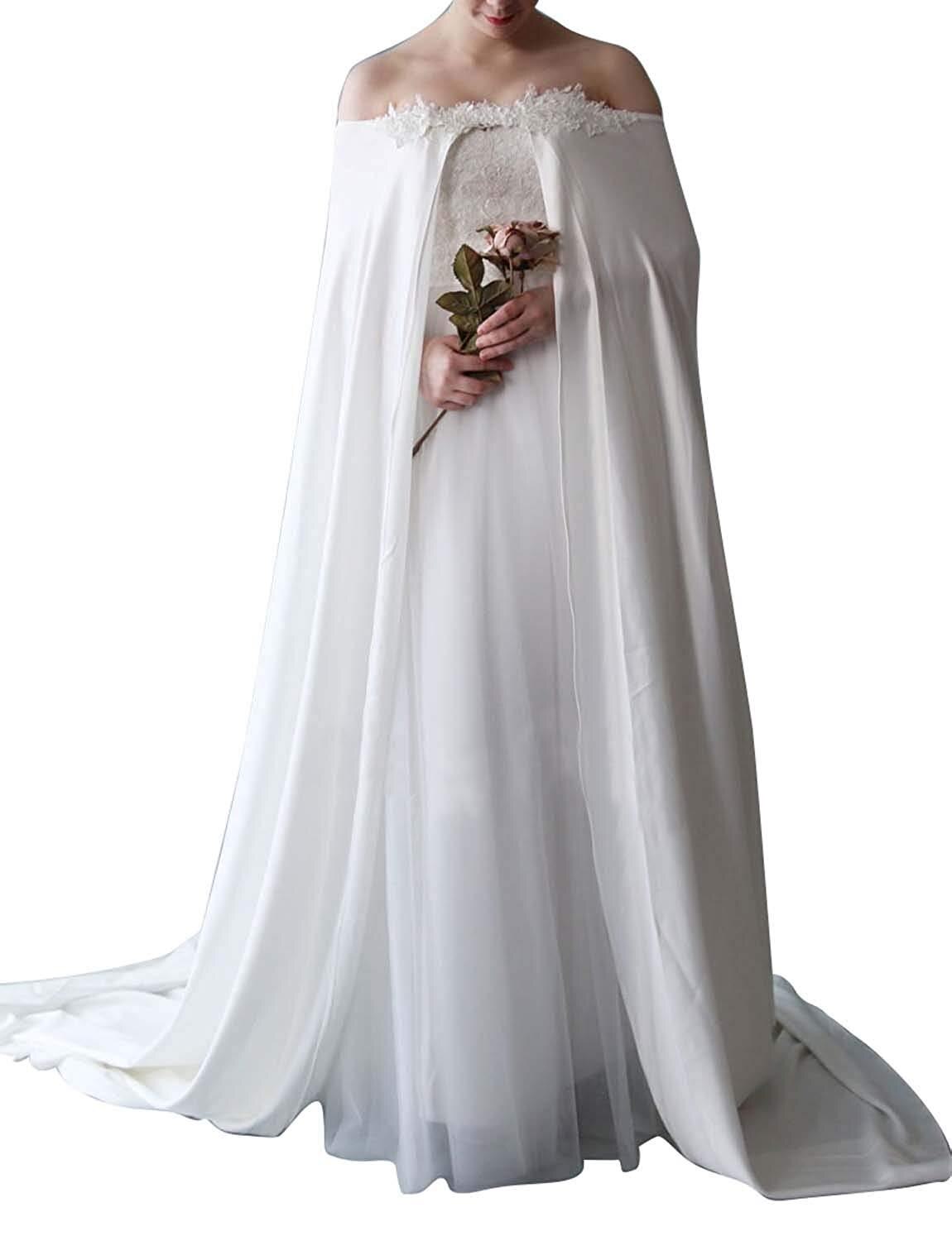neue frauen Lange Umhänge für Braut Hochzeit Chiffon Braut wickelt für Hochzeit Kleider mit Spitze