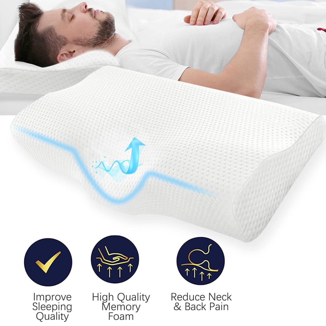 Speicher Schaum Bettwäsche Kissen Nacken Schutz Langsam Rebound Schmetterling Geformt Orthoped Kissen Gesundheit Zervikale Hals Schmerzen Linderung 50*30