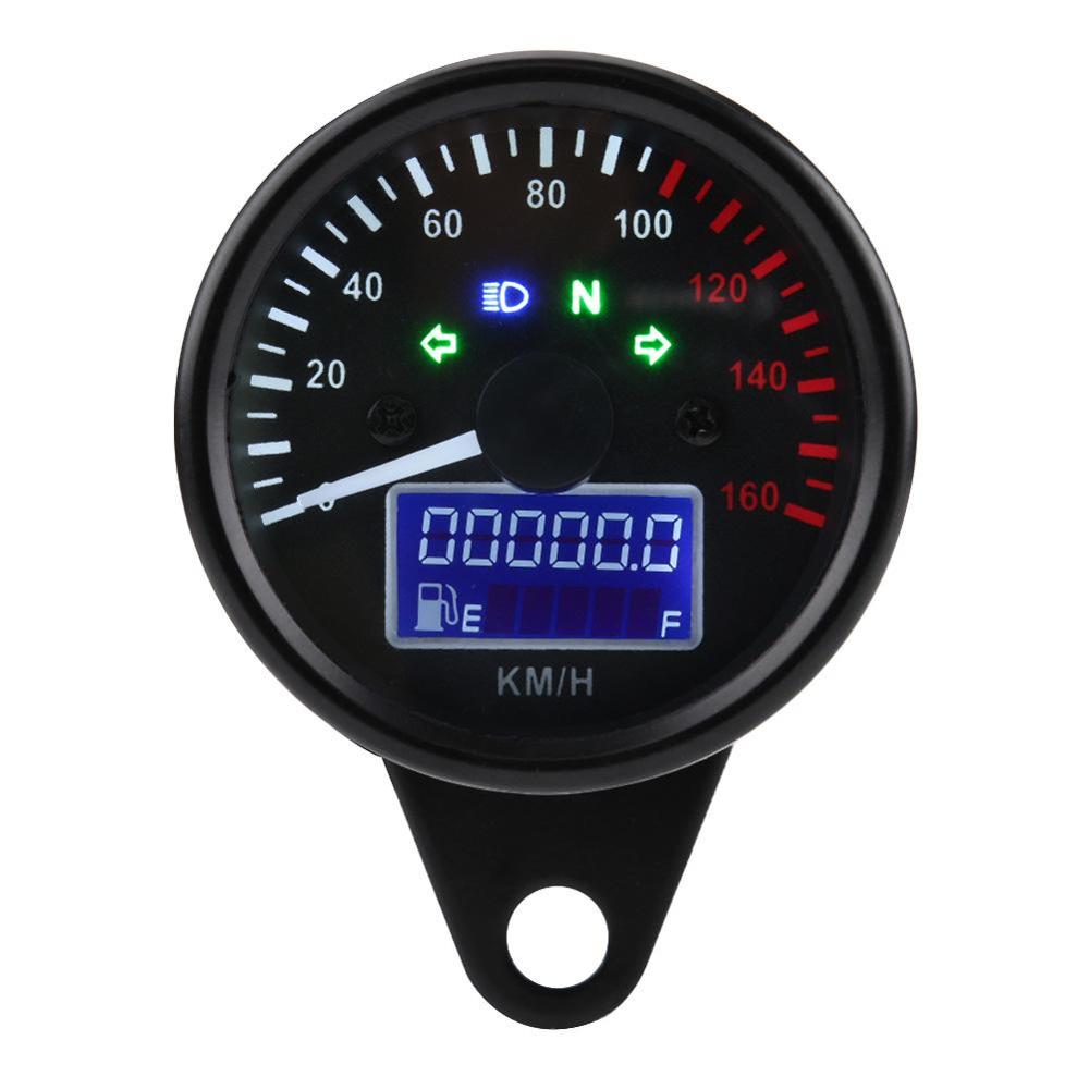 Motorrad Lcd-Computer-geschwindigkeitsmesser-grüNe Techometer Messgerät Dual Geschwindigkeit LCD retro Schwarz Universal- 0 ~ 160 KM/H Digital
