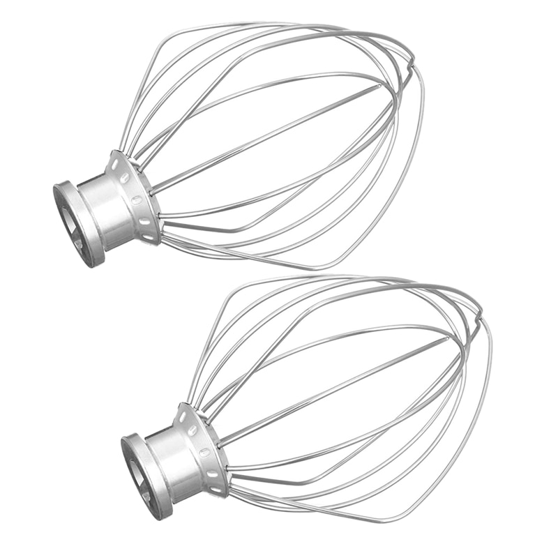 HEIßER2 Pack Edelstahl Draht Peitsche Rührgerät Aufsatz für Kitchenaid K45WW Mehl Kuchen Ballon Schneebesen Ei Creme Rührer