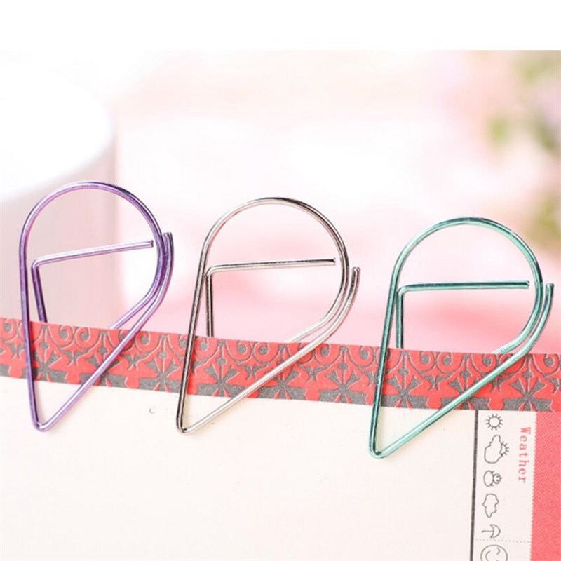 50 teile/verlieren 6 Farben Einfache Metall Lesezeichen FÜR BÜCHER Nette Papier Clip Halfter Tropfen Wasser Mini Kleine Papier Clips schreibwaren