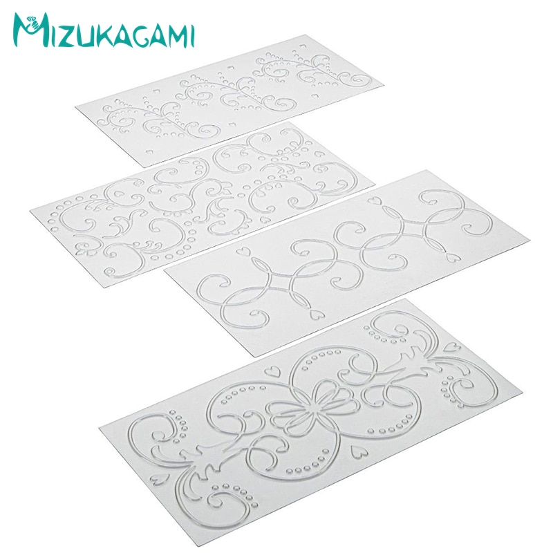 DIY 4 stück Rolle Reben Gitter transparent Spitze Kuchen Präge Vorlage Kuchen Backen Dekoration Werkzeug Küche Backen Werkzeug Frau-00038