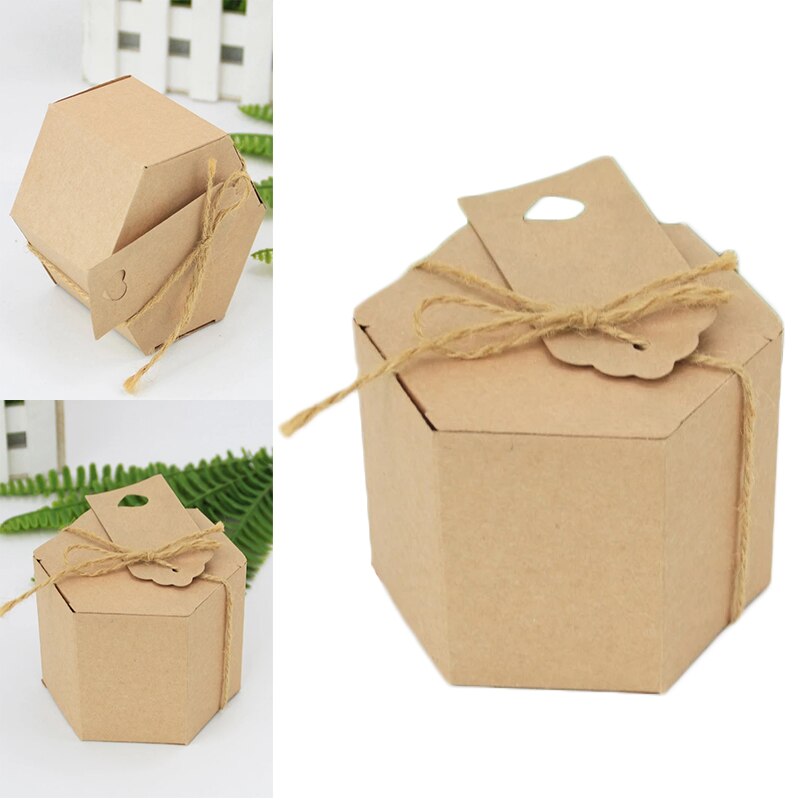 10Stck Europäischen-stil sechseckig papier Kasten Kraft papier süßigkeiten verpackung Kasten Kleine Kasten Hochzeit rabatt verpackung Kasten