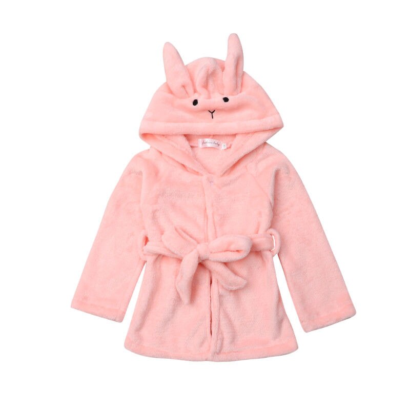 1-6Y Baby freundlicher Jungen Mädchen Weiche Warme Pyjama Kapuzen Nacht Schlecht Kleid Nachtwäsche Pyjama