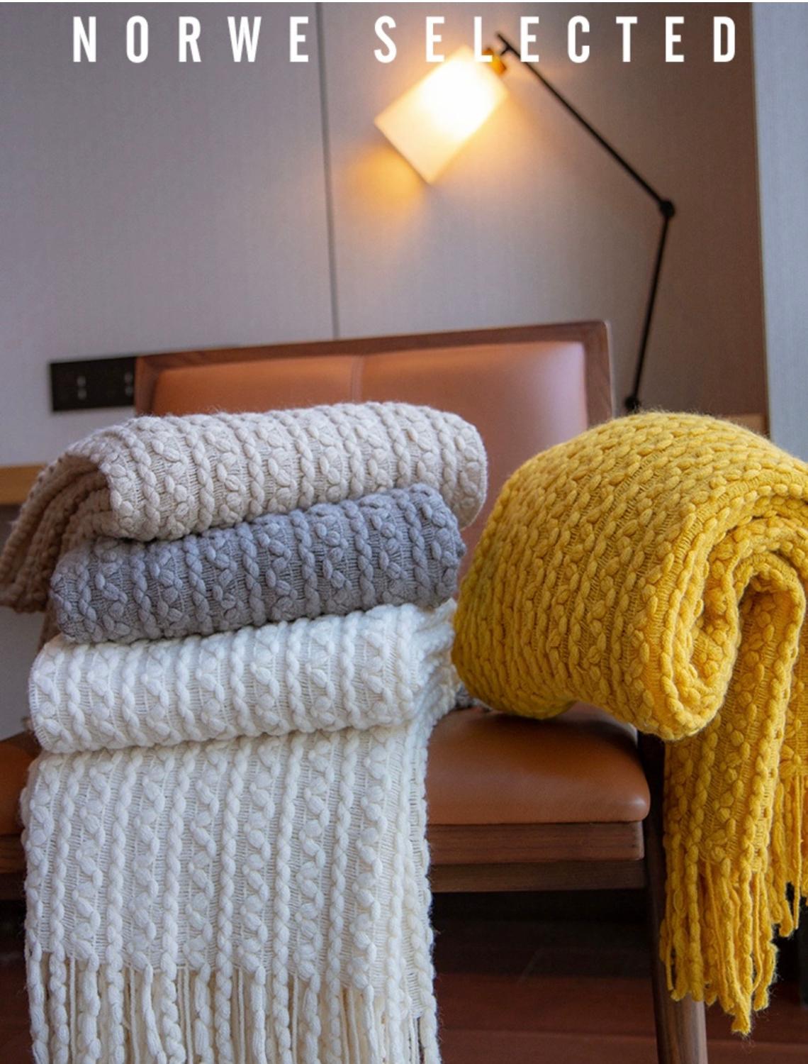 Multi-funktionale freizeit Decke Quasten Strickwaren Decke Bett Sofa Siesta Decke schal warm flauschige zottelig Bett Sofa Bettdecke