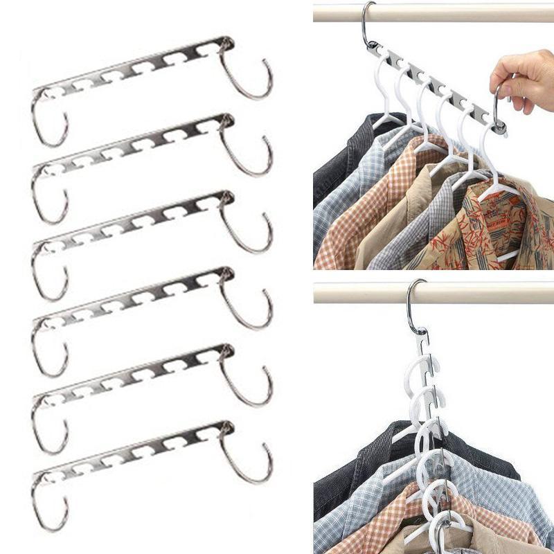 2/4/6Stck Edelstahl Eisen Schrank Haken Tuch Aufhänger Schrank Veranstalter Raum Sparer Nicht-Unterhose Klapp Hemden Mantel KleiderbüGel