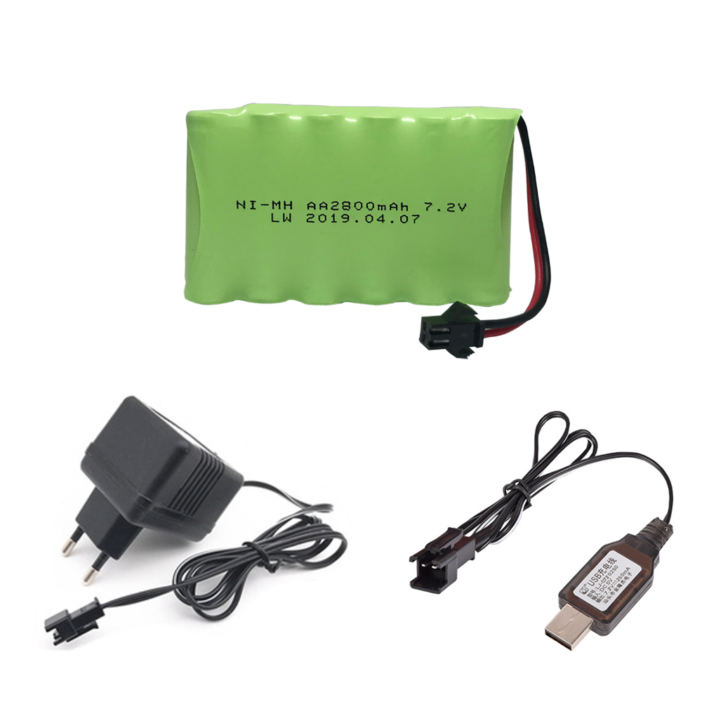7,2 V 2800mah AA NI-MH Batterie SM Stecker mit ladegerät einstellen Hohe kapazität elektrische spielzeug batterie Fernbedienung Auto schiff roboter 7,2 v batterie