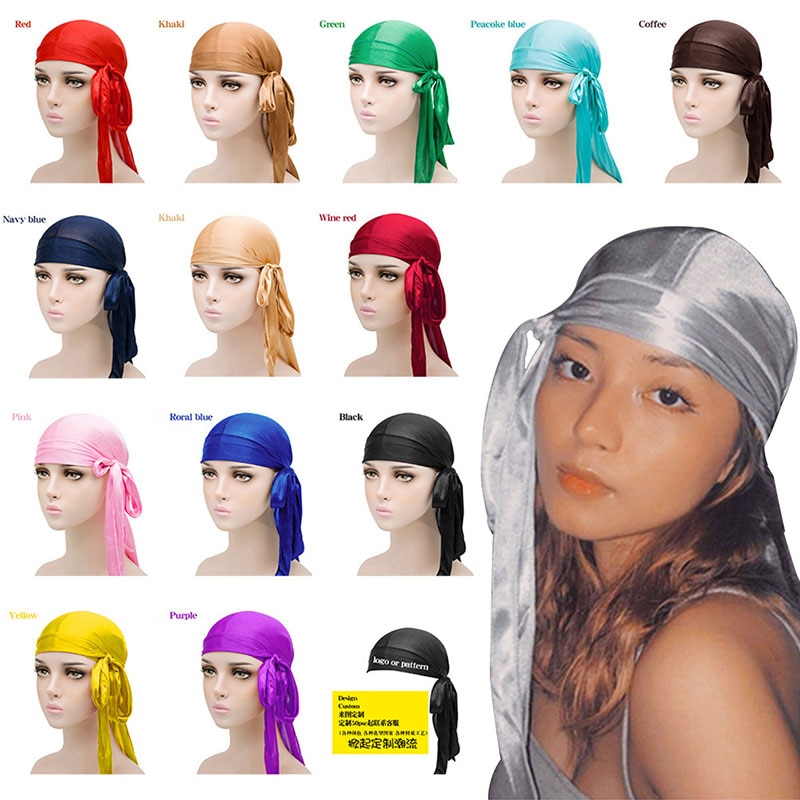 herren Satin- Durags Bandana Turban Perücken Pirat Hütte Männer Seidige Durag Headwear Stirnband