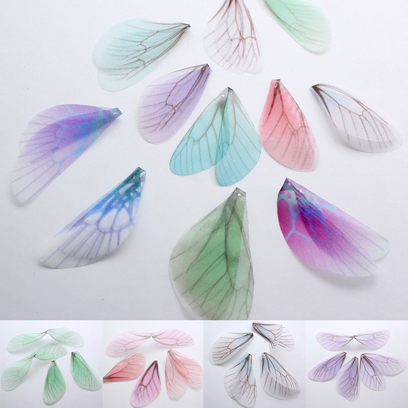 10 teile/satz Bunte Chiffon FlüGel Heimat Party Hochzeit Dekor Earing Schmuck Zubehör DIY Handarbeit Gebühr Schönheit Gittergewebe Chiffon FlüGel