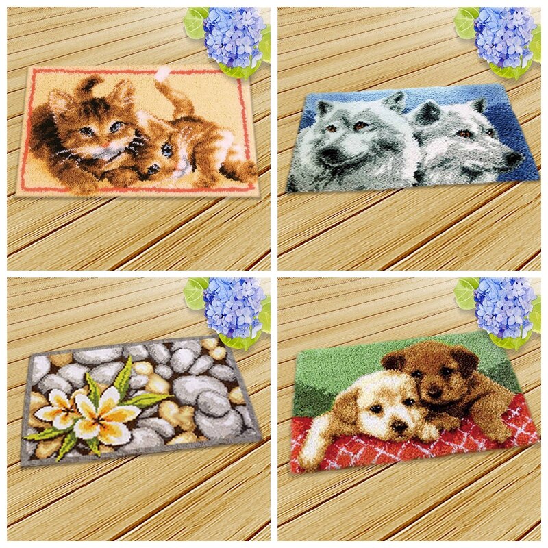 verriegeln Haken Kissen Tiere Teppich Stickerei Hand Häkeln Kissen Zubehör DIY verriegeln Haken Teppich Bausatz Kreuz Stich Teppich Bausatz
