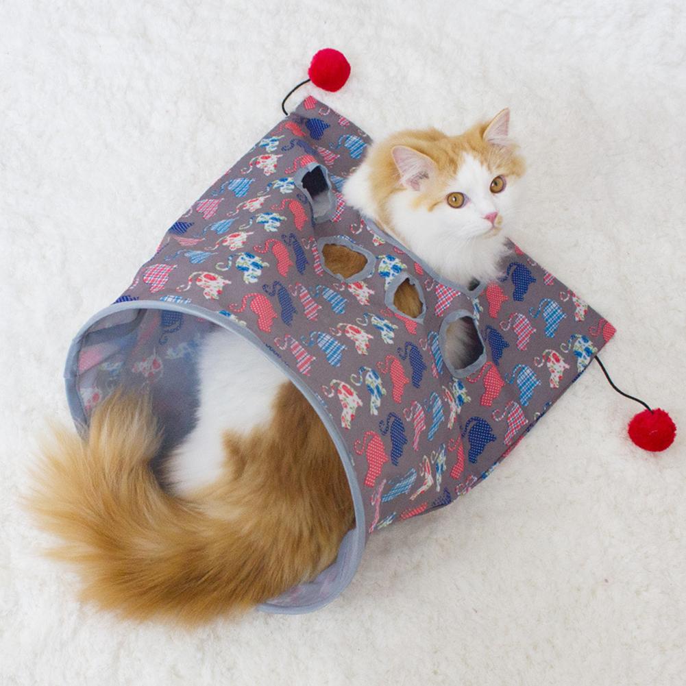 Faltbare 5 Löcher Katze Tunnel Mit Ball Kätzchen Spielzeug Groß Spielzeug Haustier Zubehör Lustige Haustier Tunnel Katze Spielen Mehrfarbig Interaktive spielzeug