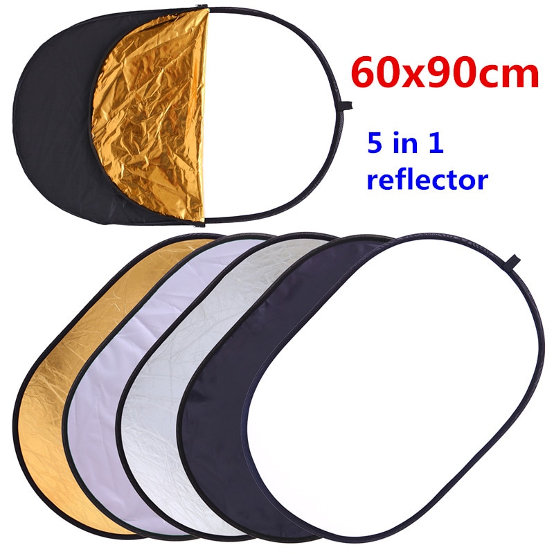 60x90cm 24 ''x 35'' 5 in 1 Multi Rabatt Fotografie Studio Foto Oval Faltbare Licht reflektor haltegriff tragbare foto Rabatt