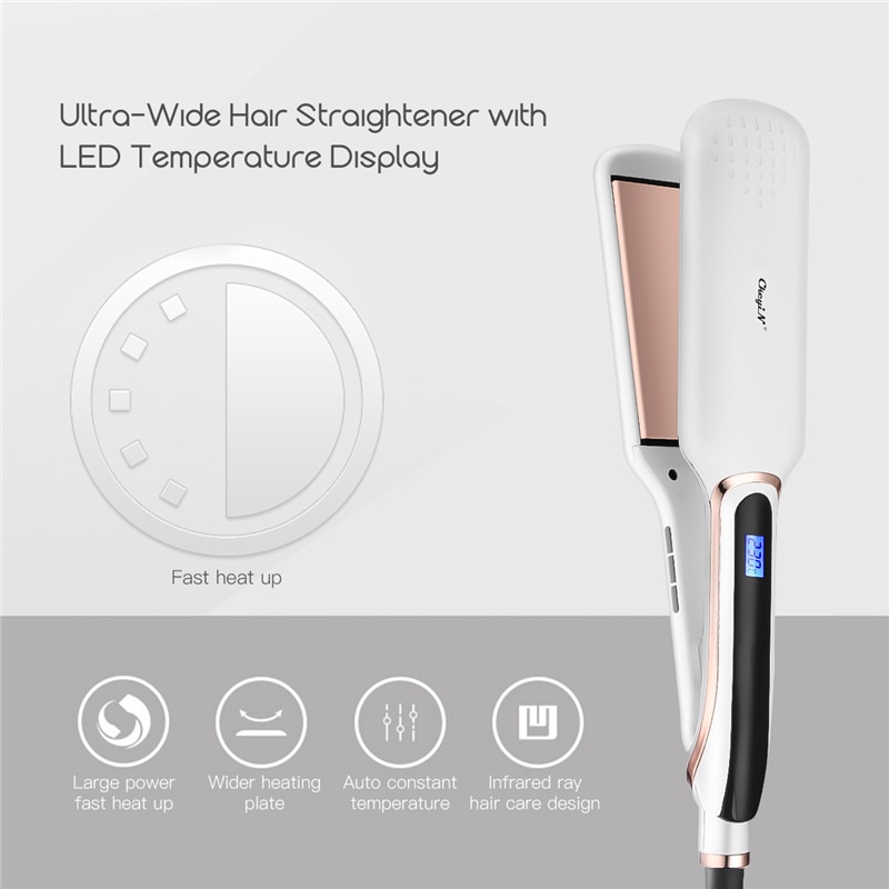 Haar Flache Eisen Breite Platte Haarglätter Curler Schnelle Heizung LED-anzeige Haar Richt Eisstockschießen Styling Werkzeug