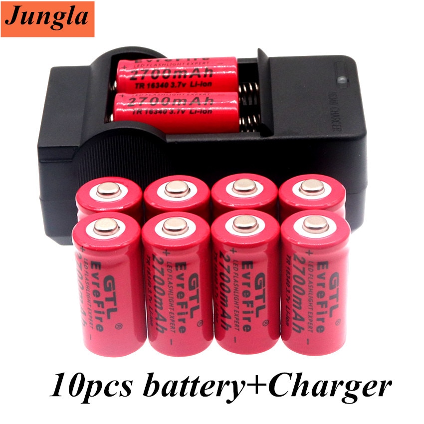 2700 mah 3,7 V Li-Ion 16340 Batterien CR123A Batterie Für LED Taschenlampe Reise Zauberstab Ladegerät Für 16340 CR123A Batterie