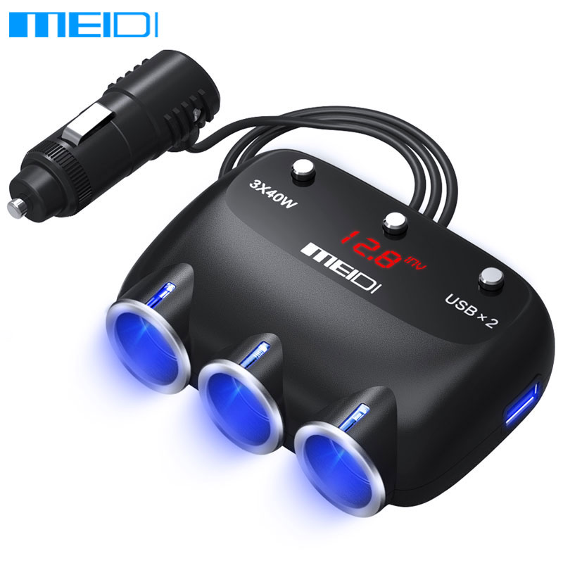 MEIDI Auto Ladegerät Zigarette Leichter USB 12V 120W Dual Auto Ladegerät Adapter Buchse Splitter Mit Spannung LED-anzeige für iPhone6 7