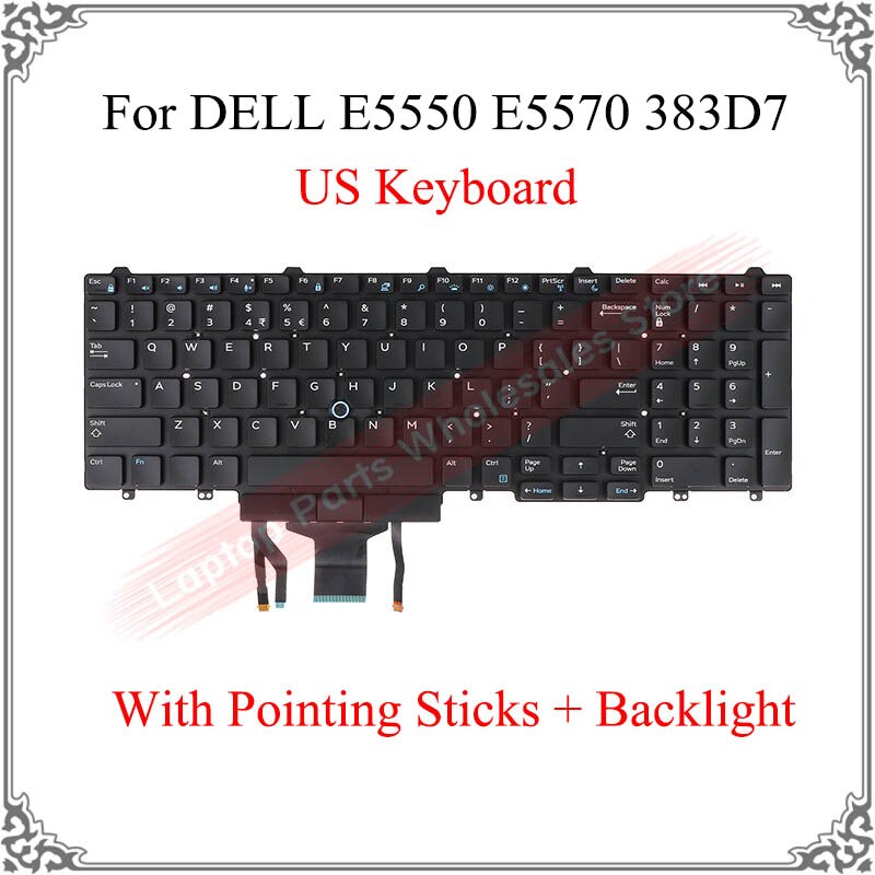 NEUE uns-tastatur Für Dell E5550 E5570 383D7 N7cxw Laptop Englisch tastatur Mit Zeigt Stöcke Hintergrundbeleuchtung