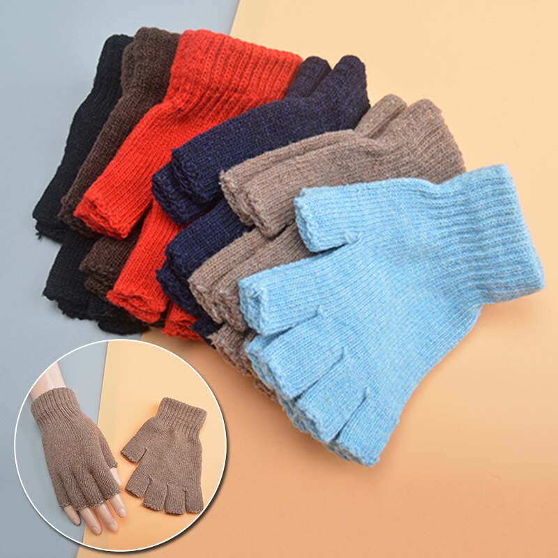 1 paar unisex Gestrickte strecken Elastische Warme halb Finger Finger Handschuhe Männer Frauen handschuh für Winter Warme unisex Fahren Handschuhe