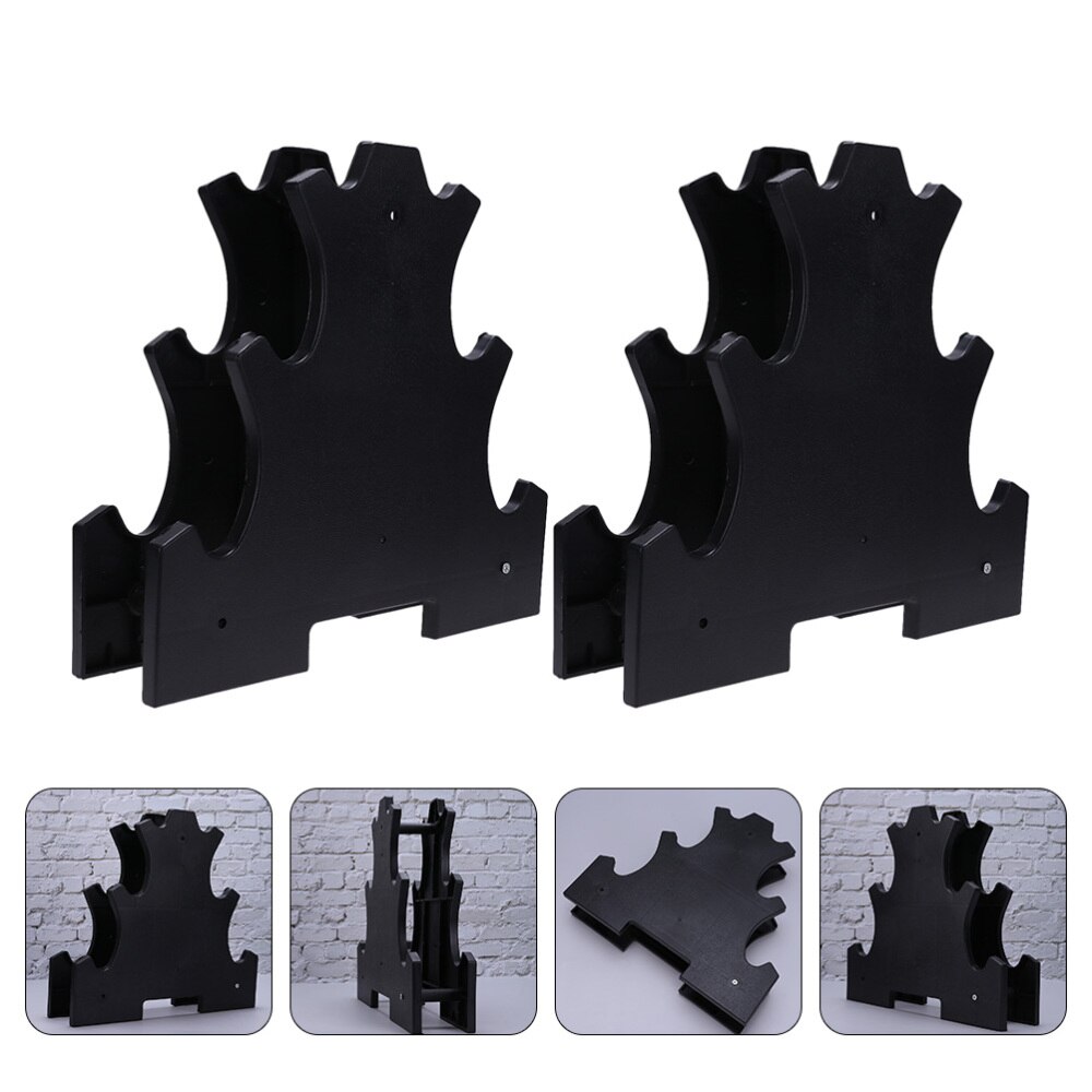 2 stücke 3-Ebene Hantel Lagerung Gestell Baum Stehen Hantel Halfter (Schwarz)