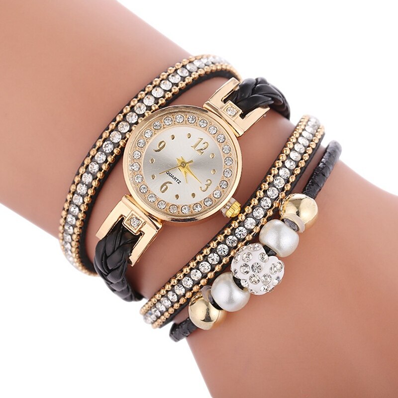 10 teile/los frauen damen weibliche leder Armbinde uhr Strass Stein kleid quarz armbanduhren Party armbanduhr uhr