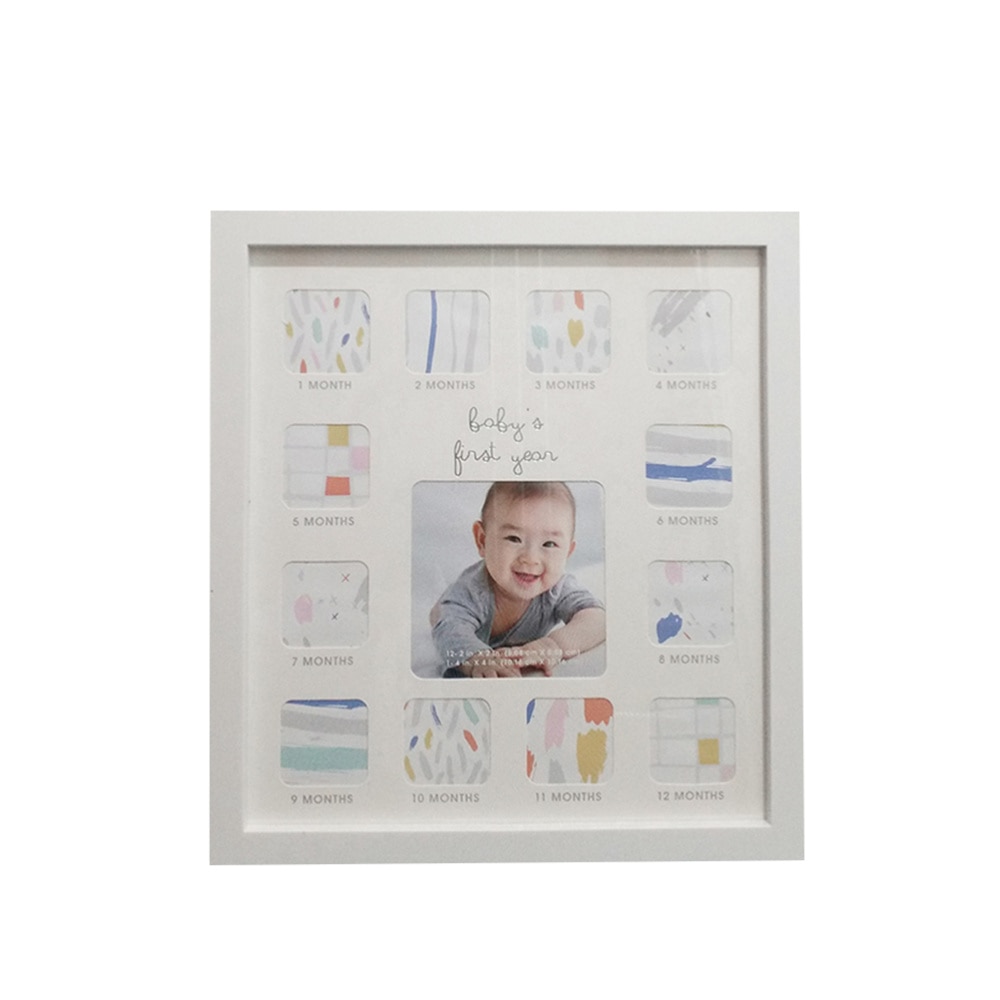 Einzigartige Stil Meinem Ersten Jahr Foto Momente Baby Andenken Rahmen Foto Collage für Heimat Babys Raum (Weiß, geeignet für 4x4 Zoll