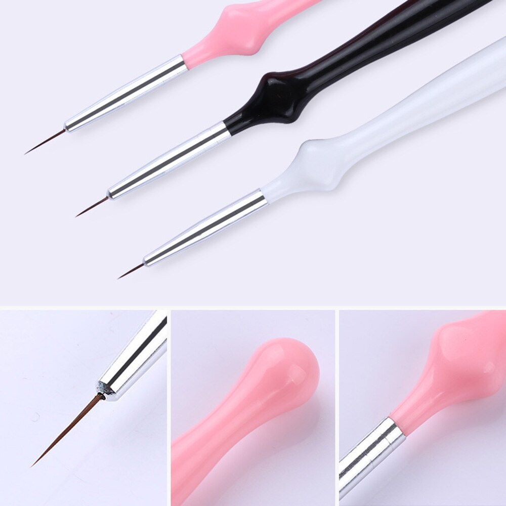 3 Teile/satz Ultra-dünne Französisch Griff Malerei Tipps Blume Nagel Kunst Manikübetreffend Werkzeug Liner Pinsel Acryl Zeichnung Stift Nagel kunst Werkzeuge