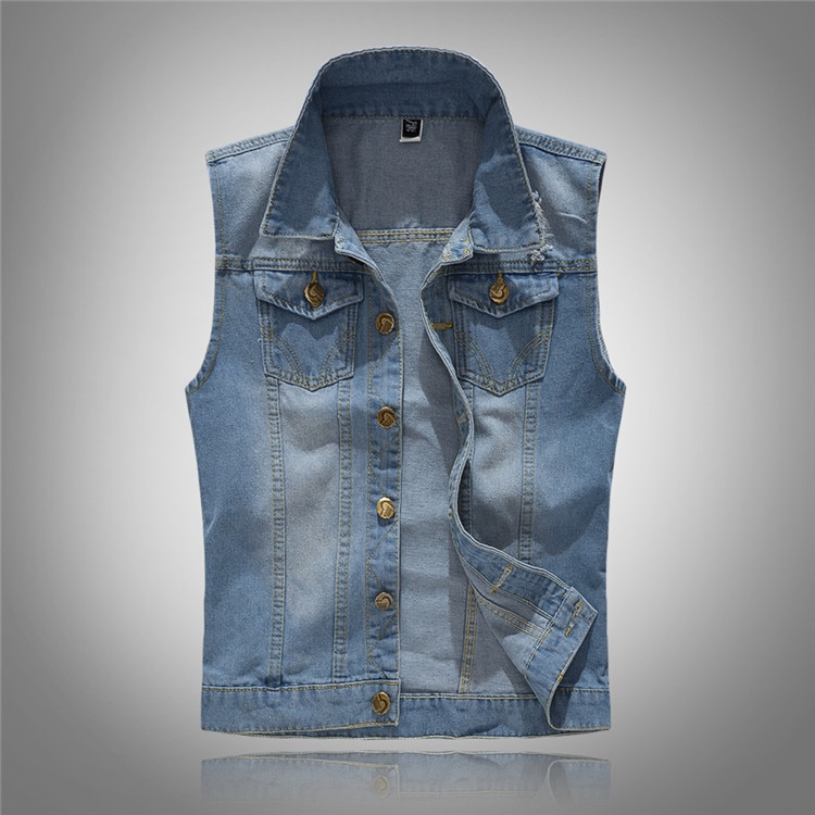 Denim Weste Männer schlank passen Ärmellose Jacke Mantel Herren Denim Weste Blau Plus Größe Chaleco Gilet Männer Jean Veste Homme 4XL 5XL