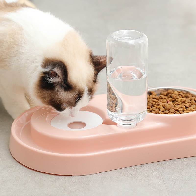 Katze Schüssel Hund Wasser Zubringer Schüssel Mit Auto Wasser Spender Kätzchen Trinken Brunnen Lebensmittel Gericht Haustier Schüssel Wasser Zubringer für katze Hund