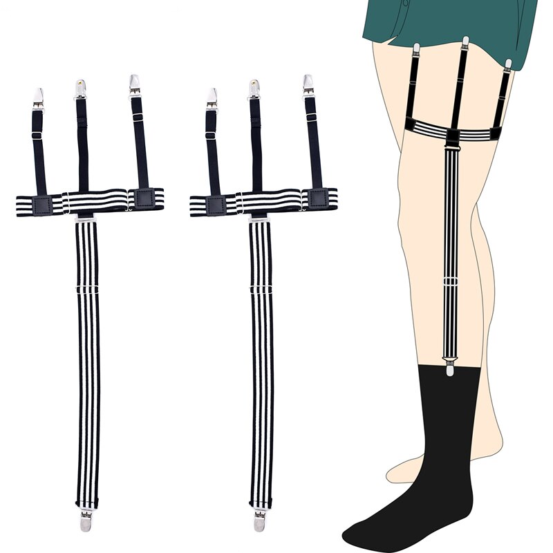Neue Mann Strumpfbänder Hemd Bleibt Felsen Halfter Gentleman Ente Clips Hemd Hosenträger Elastischen Uniform Bügelhemd Strumpfbänder Schwarz gestreiften