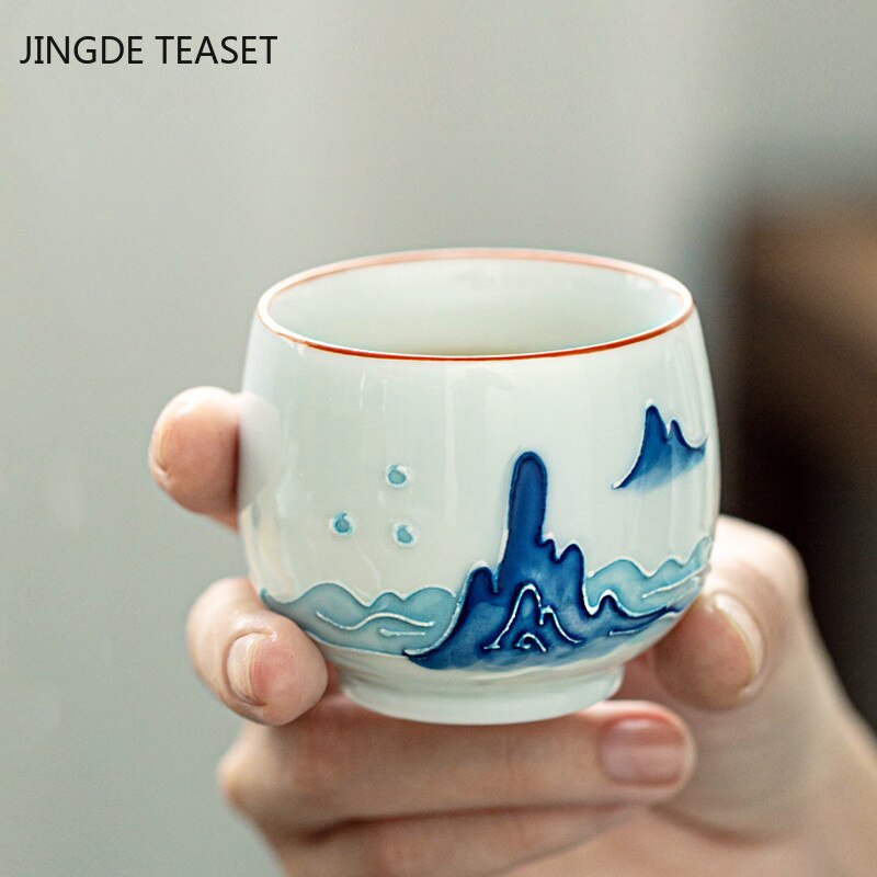 Kreativität Keramik Teetasse exquisit Linderung aufbringen Tee Schüssel Handgemachte Porzellan Tee-einstellen Zubehör Meister Tee tasse Getränk