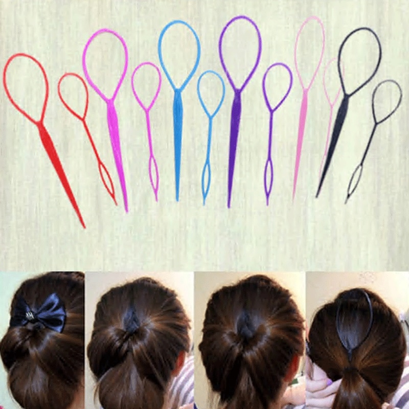 Neue 2 stücke Frauen 2 Stücke/einstellen Drunter Schwanz Haar Styler Haar Stil Haar Twister Schlinge schleife Schwarz oben Party Favors