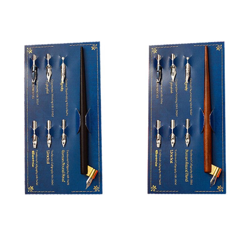 retro Holz Brunnen Stift Kalligraphie tauchen Stift Halfter Mit 6 Schreibfedern Skizzieren Zeichnung Bausatz Brunnen Kugelschreiber einstellen Schreibwaren