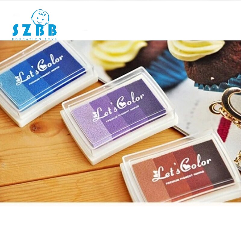SZ DAMPF 4 Farbe Stempelkissen Handgemachte DIY Handwerk Bunte Stempel Finger drucken Scrapbooking Abdichtung Tinte Pad Zubehör Gradienten freundlicher St