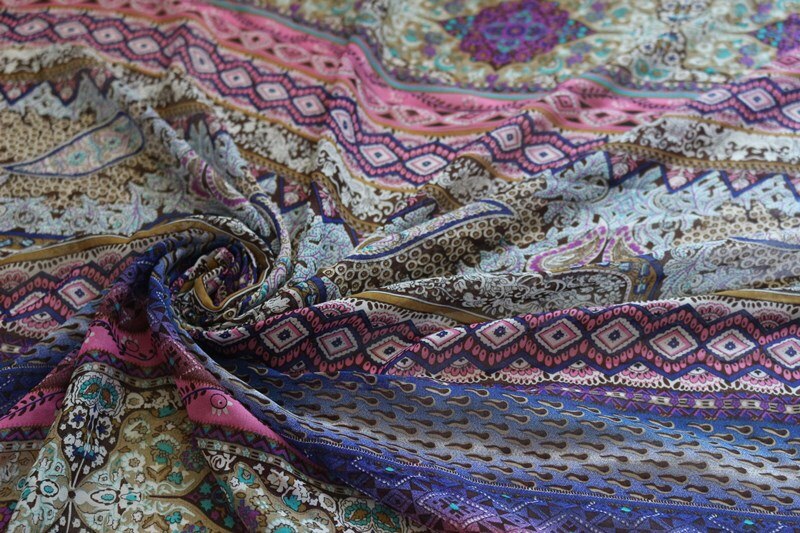 Breite 145 cm weichen Chiffon stoff paisley und blumen aufbringen für bekleidung und schal LS-2664 für schal und stirnband