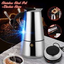 450ML Edelstahl Kaffee Topf mit Elektroherd 9 Tassen Mokka Espresso Latte Kaffeemaschine Herd Herde Kaffee Hersteller Wasserkocher