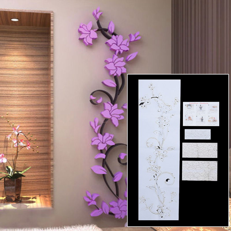 3D Rose Blume Zauberstab Aufkleber Abnehmbare Acryl Wohnkultur Aufkleber Kunst Bar Zimmer DIY Blume Zauberstab Aufkleber Dekorationen