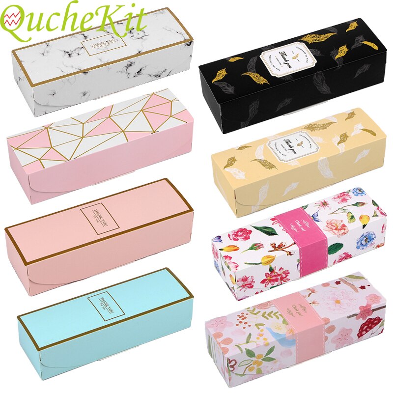 20 stücke Rechteckigen Marmorierung Karton Kasten Schwarz Feder Papier Verpackung Boxen Chirstmas Danke Kuchen Schokolade Papier Boxen