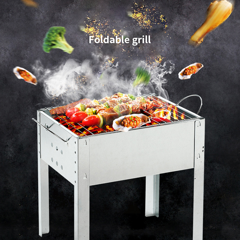 Tragbare Grill Grillen Kleinen Platz Camping Kohlenstoff Grill Einfach Zu Zerlegen Verzinktem Blech Außen Grill BBQ Werkzeuge