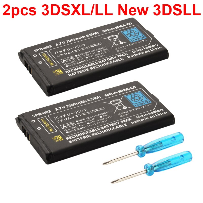Für Nintendo Neue 3DSLL/XL Baterie 2x200 0mAh 3,7 V Akku Pack für Nintendo 3DSXL/LL Batterie mit Werkzeuge