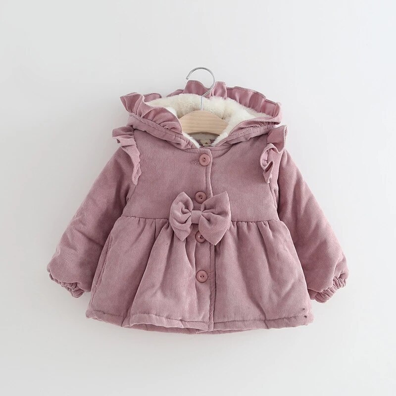 freundlicher Baby Mädchen Langarm Mit Kapuze Mantel Winter warm Einfarbig Mantel für Baby Mädchen