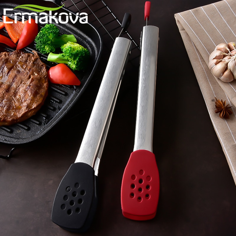 ERMAKOVA Silikon Lebensmittel Clip einstellen BPA FREI nicht-Stock BBQ Kochen Grillen Salat Brot Kochen Lebensmittel Servierzange Küche werkzeuge