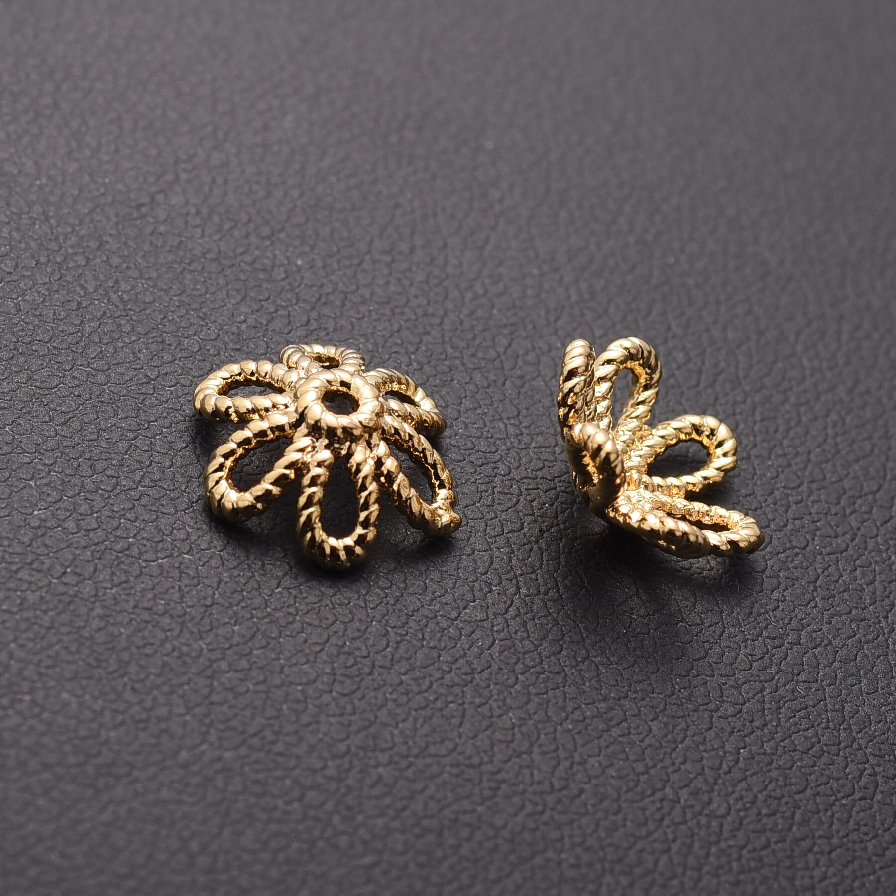 15 teil/los 18K Reales Gold Überzogene Blumen- Korn Deckel Sammlung, metall Perlen Kappe für Halskette und Armbinde Ohrtropfen Perlen Schmuck Machen